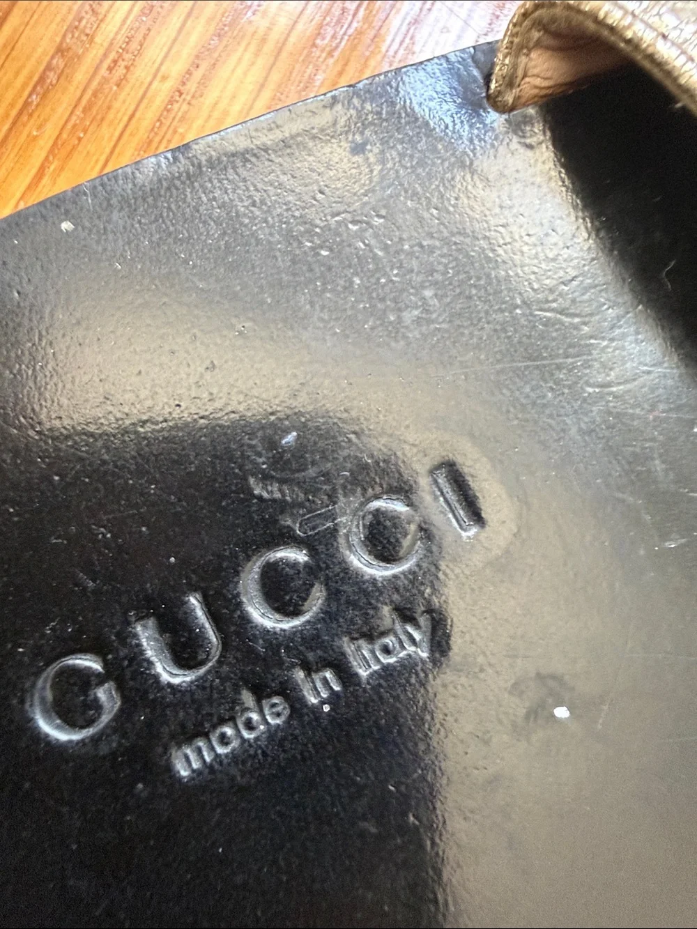 Gucci Metallic Gold and Black GG Thong Sandals